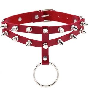 Spiked Red Neck Choker